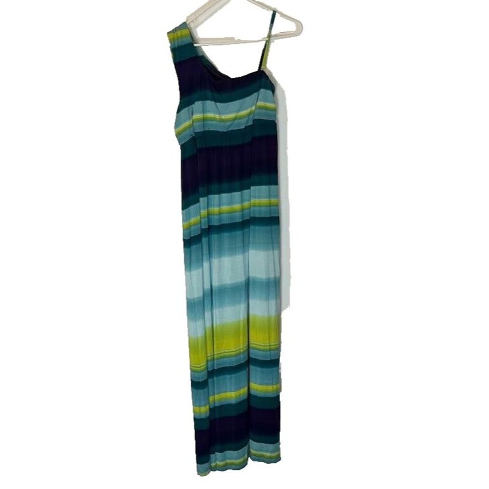 SOMA Blue/Green/Purple Ombre Tropicalcore Beachy One Cap Sleeve Maxi Dress XL